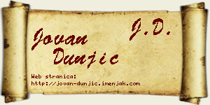 Jovan Dunjić vizit kartica